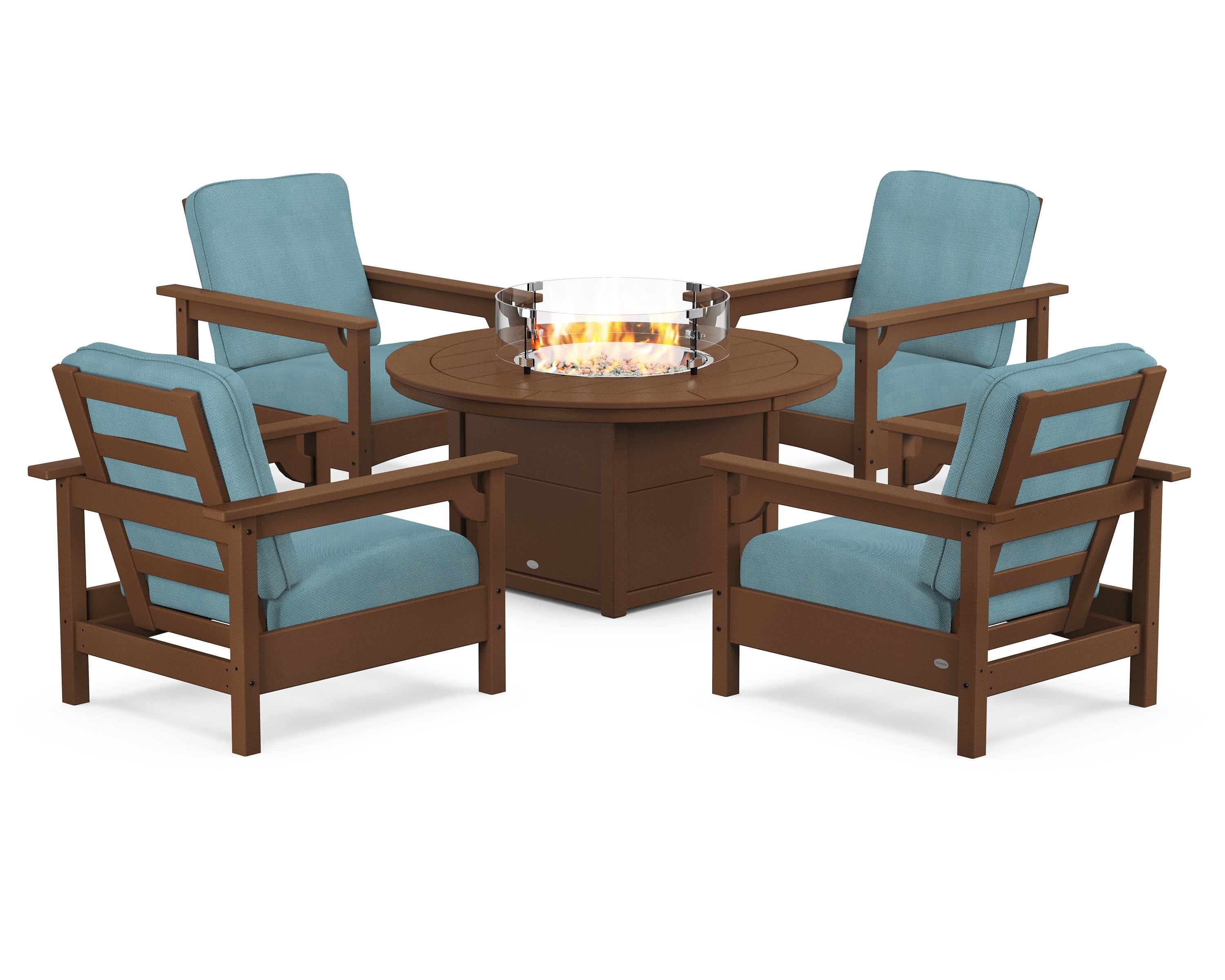 Club 5-Piece Conversation Set with Fire Pit Table