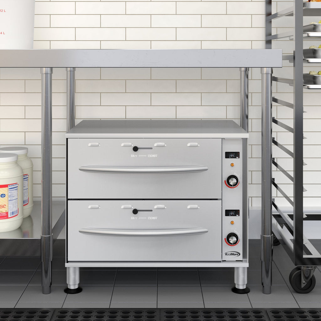 Two-Drawer Commercial Free Standing Warming Drawers in Stainless-Steel