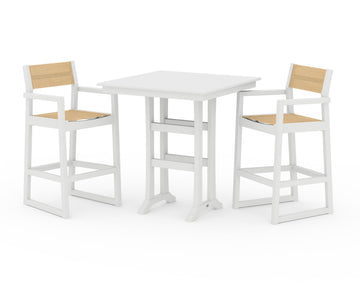 EDGE Sling Arm Chair 3-Piece Farmhouse Bar Set with Trestle Legs