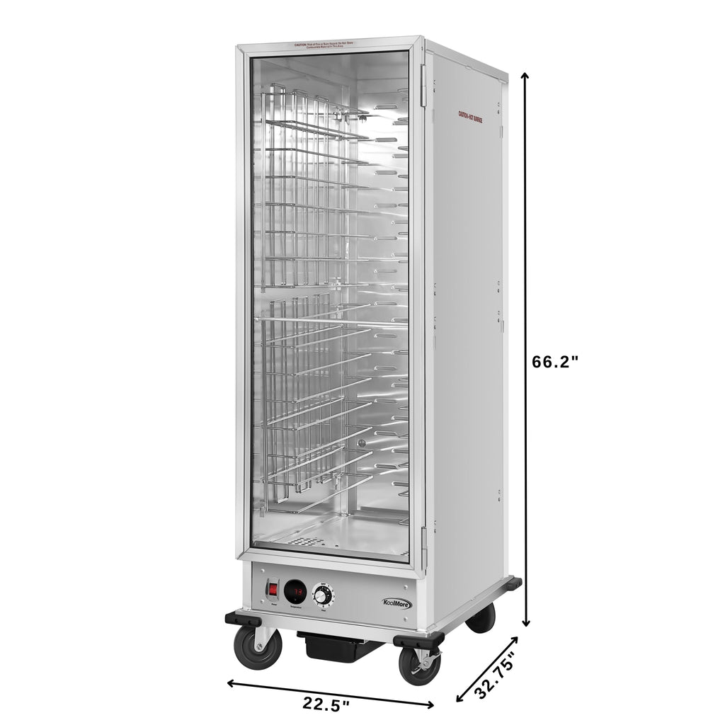 33 in. Commercial Non-Insulated Heated Holding Cabinet with Wire Racks and Glass Door in Silver