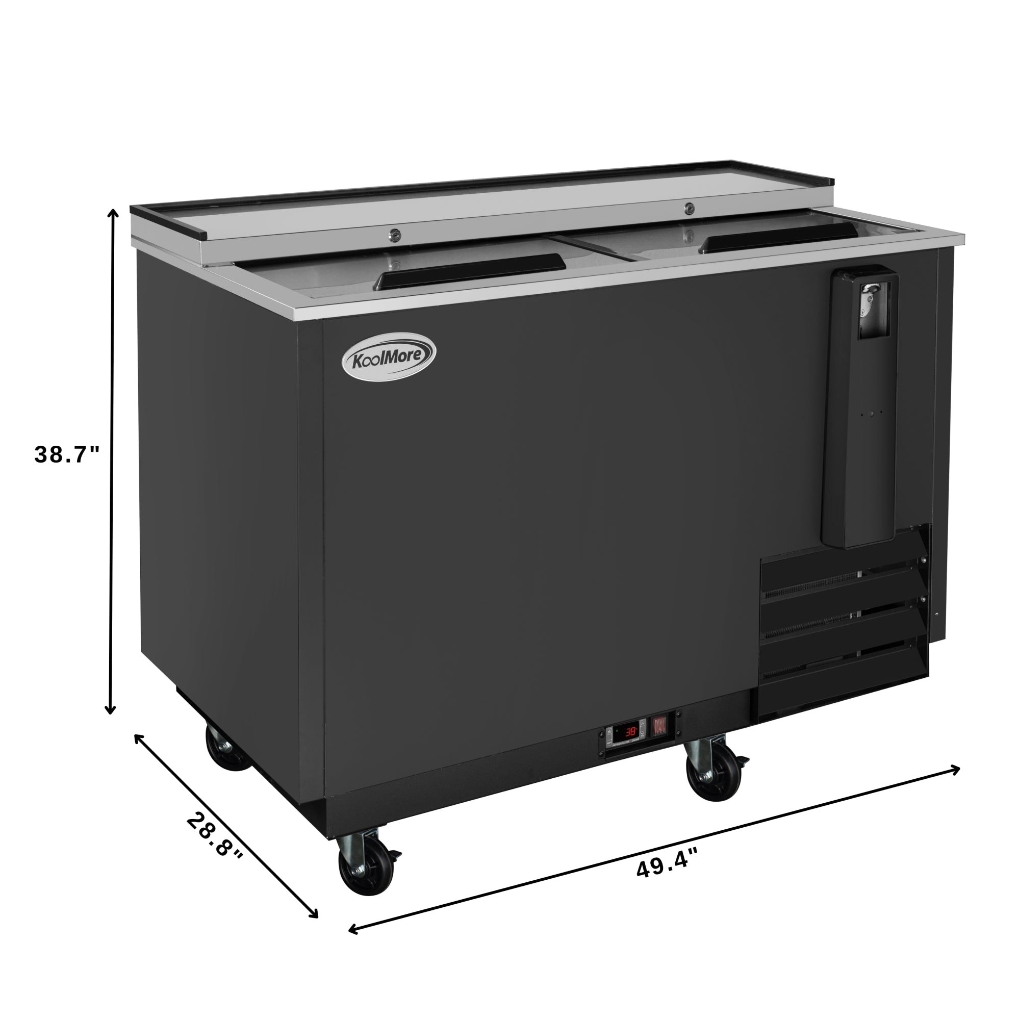50 in. Commercial Bottle Cooler in Black with Built-In Opener, ETL Listed, 14 cu. ft.
