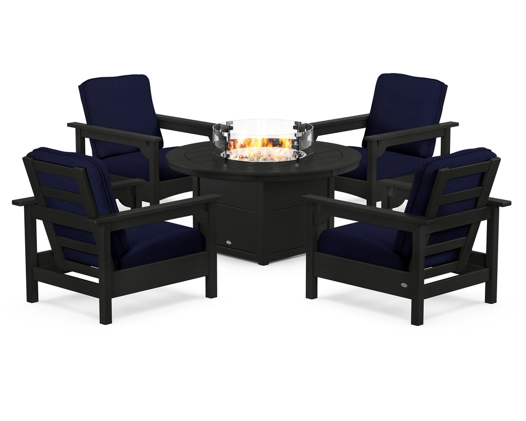 Club 5-Piece Conversation Set with Fire Pit Table