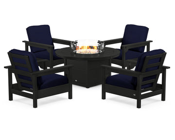 Club 5-Piece Conversation Set with Fire Pit Table