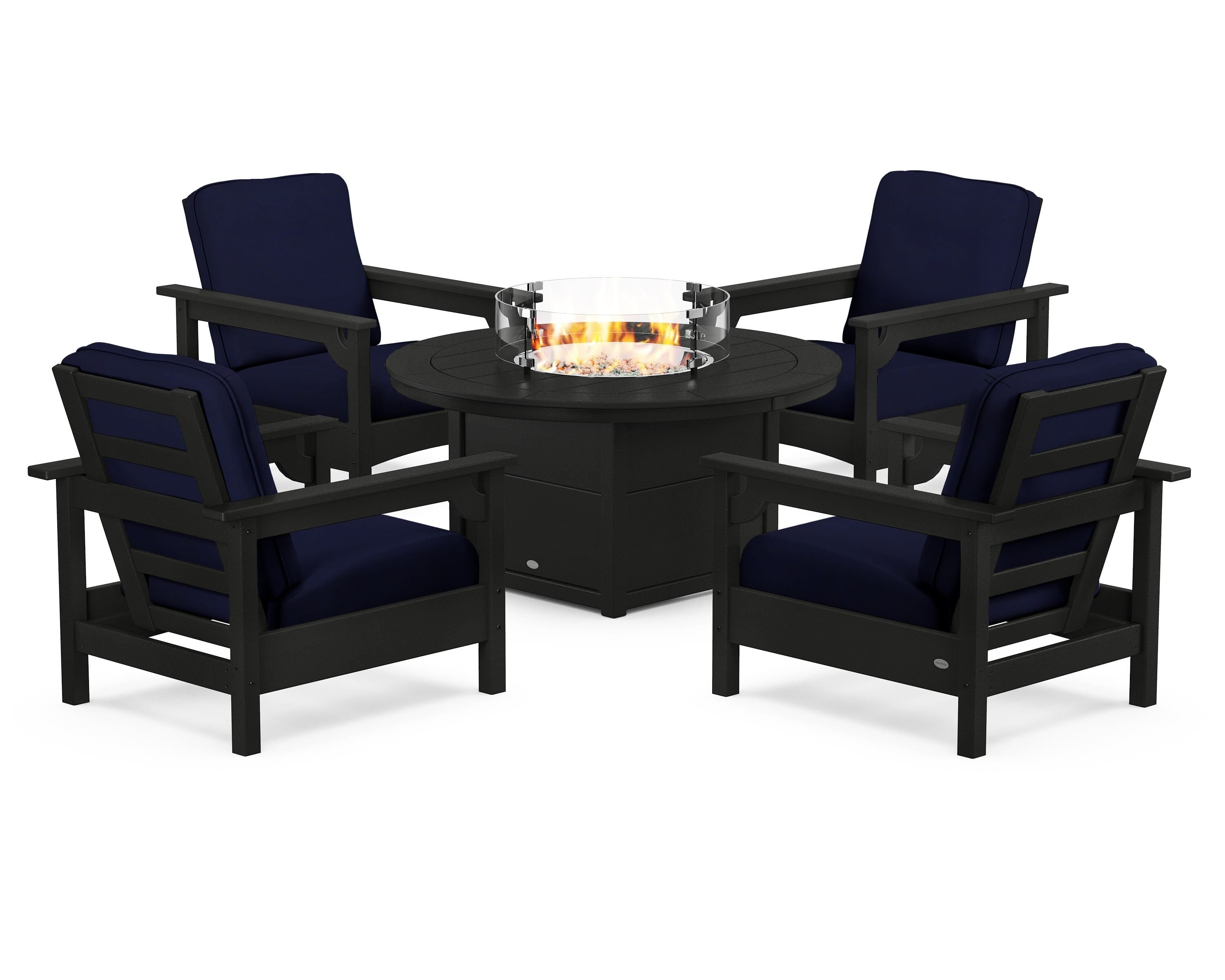 Club 5-Piece Conversation Set with Fire Pit Table