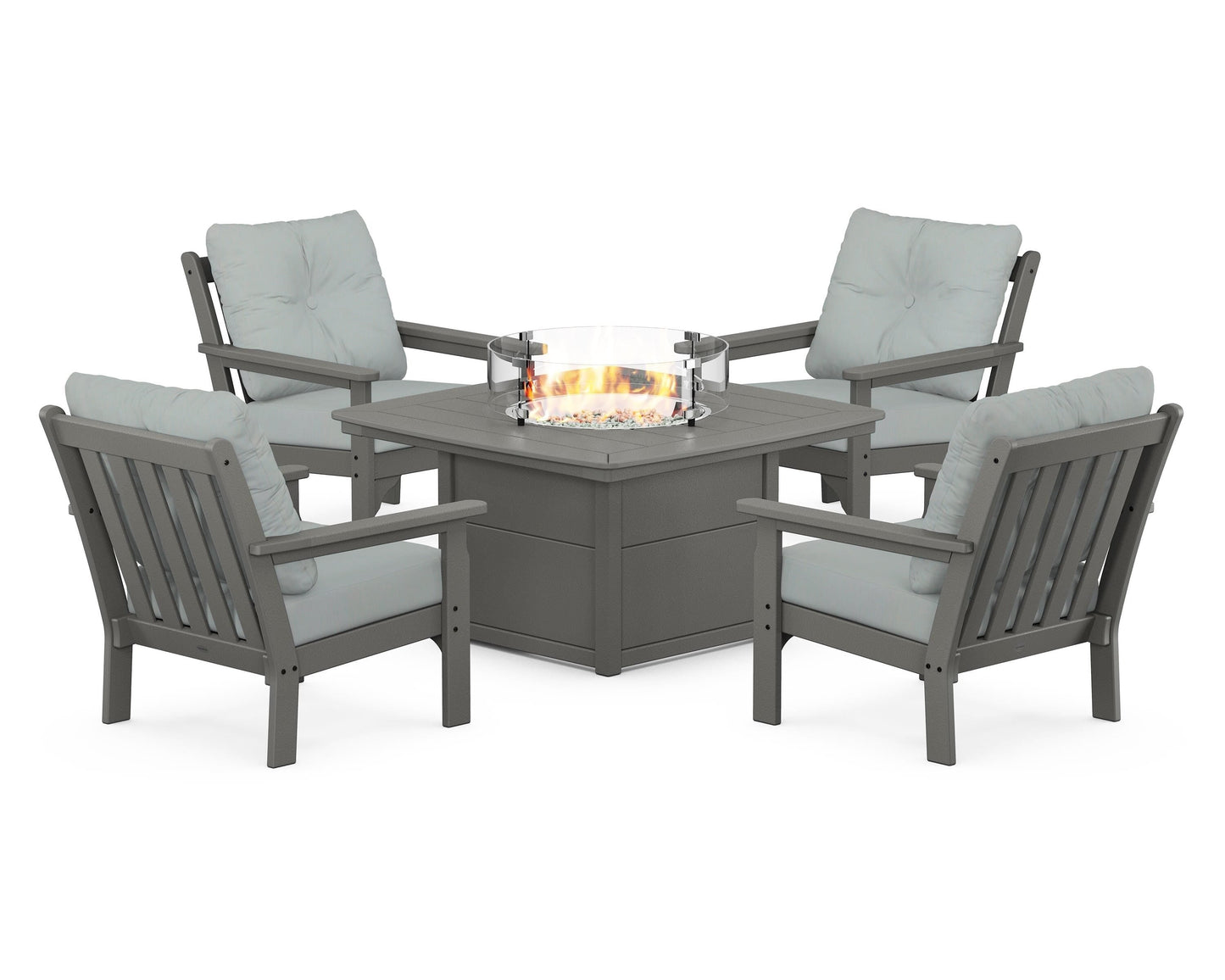 Vineyard 5-Piece Conversation Set with Fire Pit Table