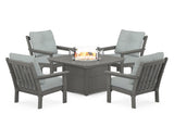 Vineyard 5-Piece Conversation Set with Fire Pit Table