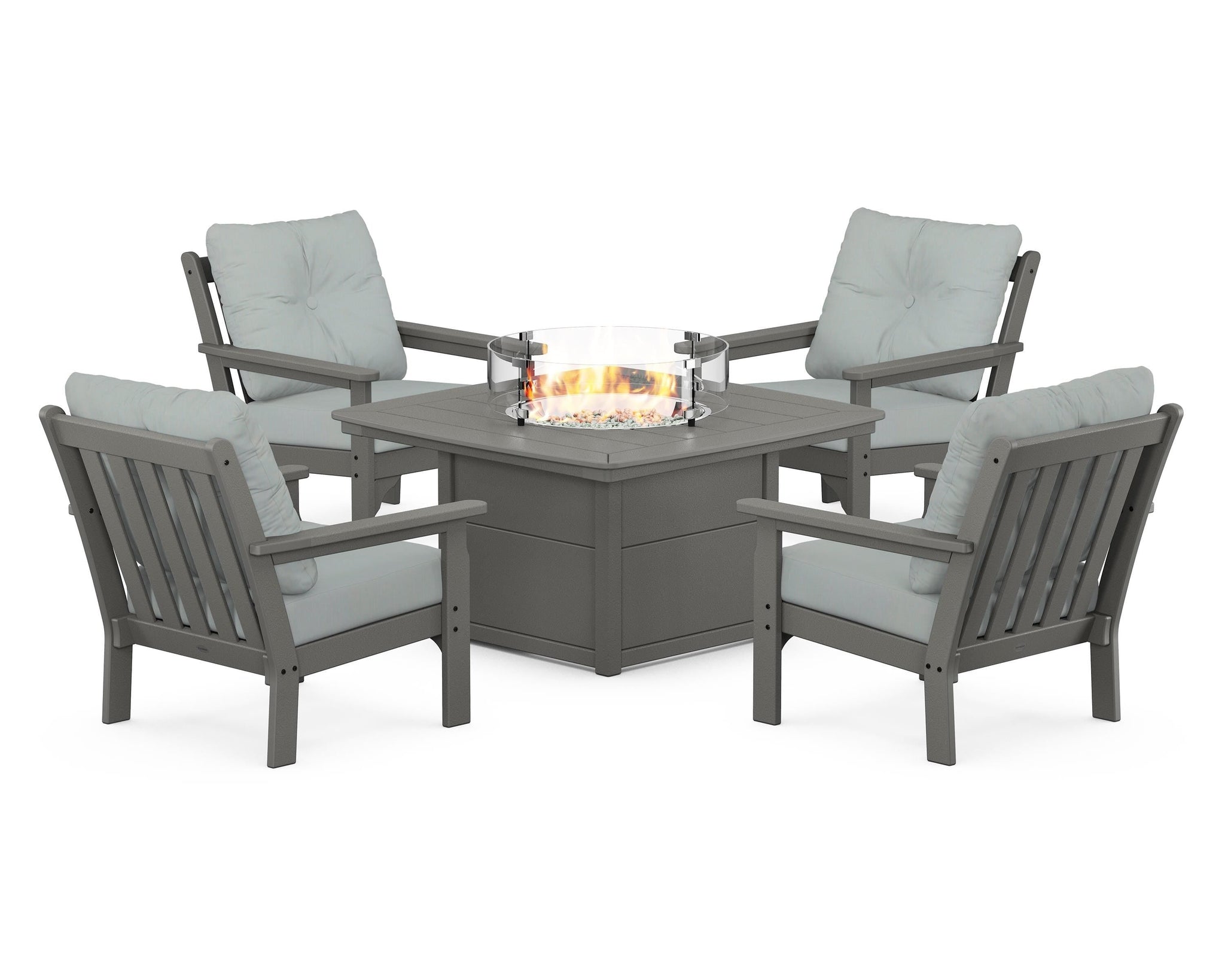 Vineyard 5-Piece Conversation Set with Fire Pit Table