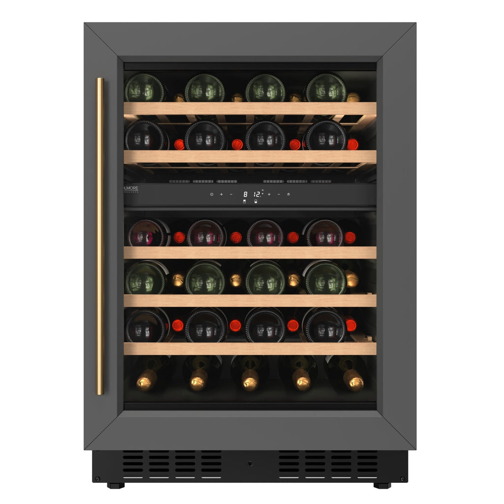 KoolMore Reserve 24 in. Under-Counter Panel Ready Dual Zone Built-in Wine Cooler with 45 Bottle Capacity and Wooden Shelves in Black