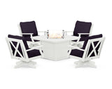 Braxton 5-Piece Deep Seating Swivel Conversation Set with Fire Pit Table