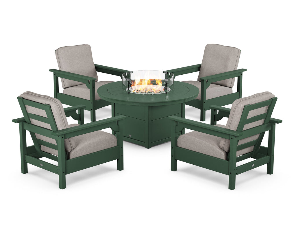 Club 5-Piece Conversation Set with Fire Pit Table