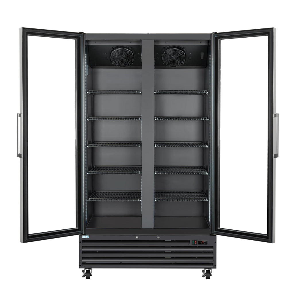 45 in. Two-Door Commercial Display Merchandiser Refrigerator in Sleek Black, 35 cu. ft. ETL Listed