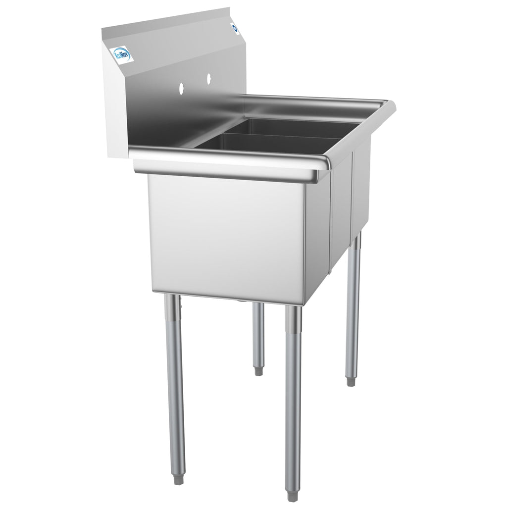 36 in. Three Compartment Stainless Steel Commercial Sink, Bowl Size 10" x 14" x 10"