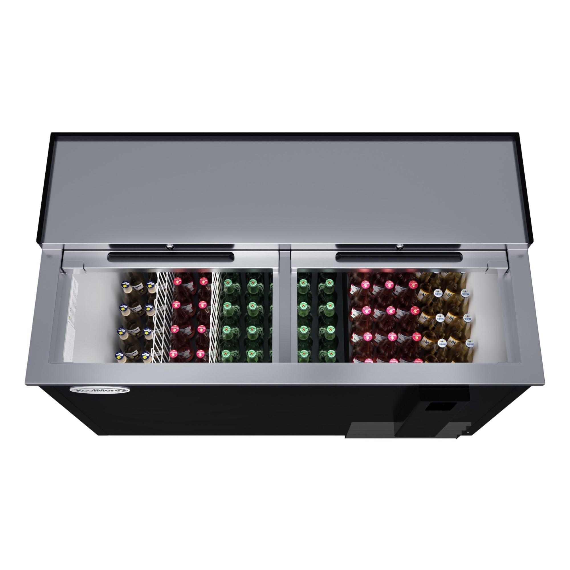 50 in. Commercial Bottle Cooler in Black with Built-In Opener, ETL Listed, 14 cu. ft.