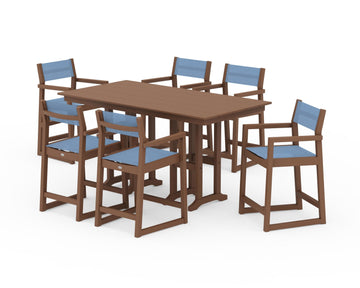 EDGE Sling Arm Chair 7-Piece Farmhouse Counter Set