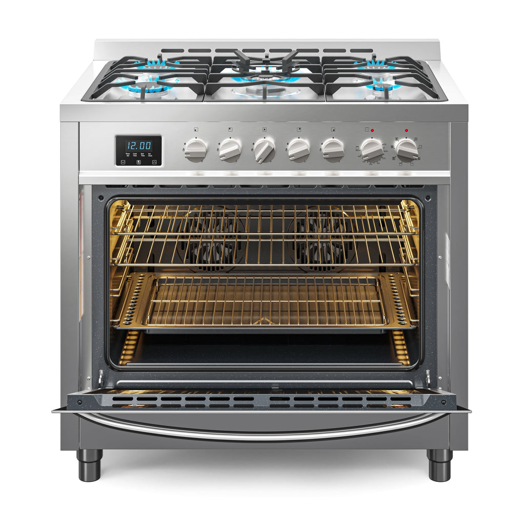 36 in. Professional Dual Fuel Range in Stainless Steel with Legs, 4.3 cu. ft.