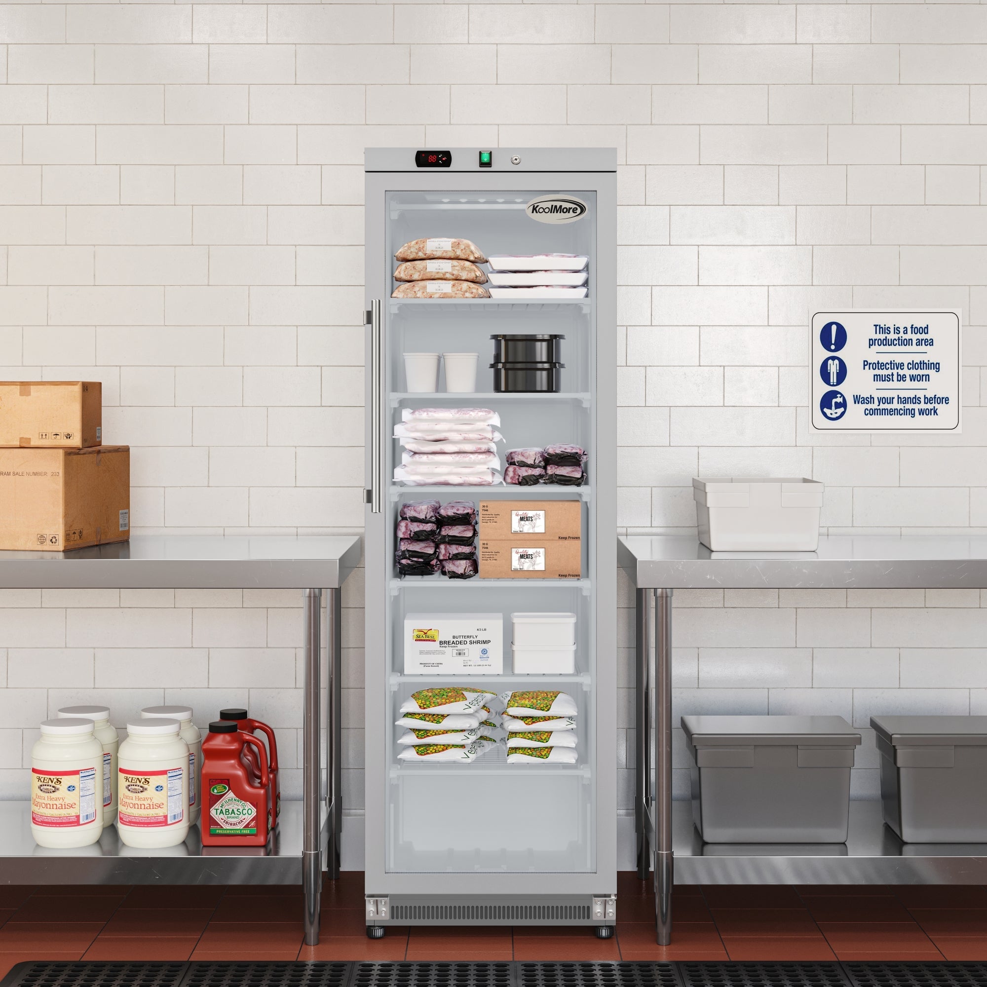 12 Cu. ft. Commercial Freezer with Glass Door in Stainless Steel - Manual Defrost