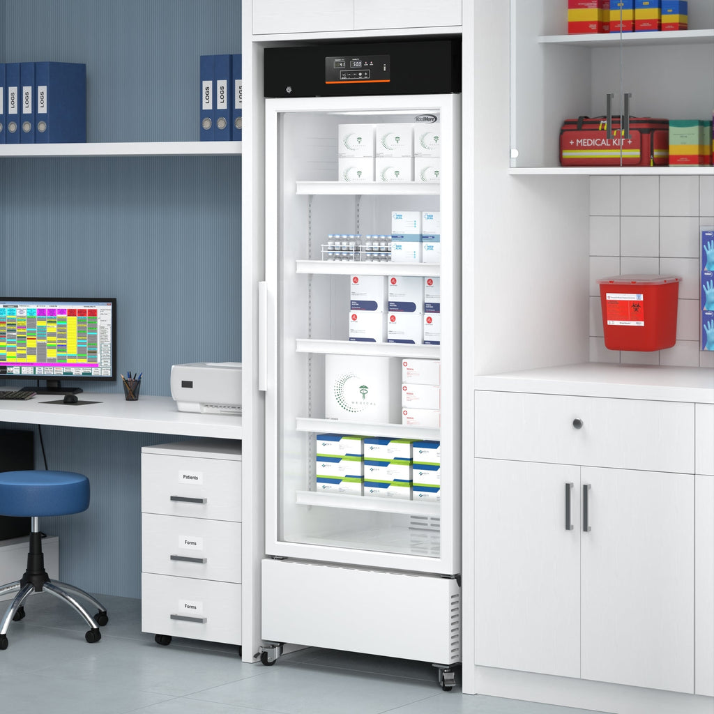 25 in. 15 cu. ft. Medical Pharmacy Refrigerator With Multi-Level Emergency Alarms in White, UL Listed