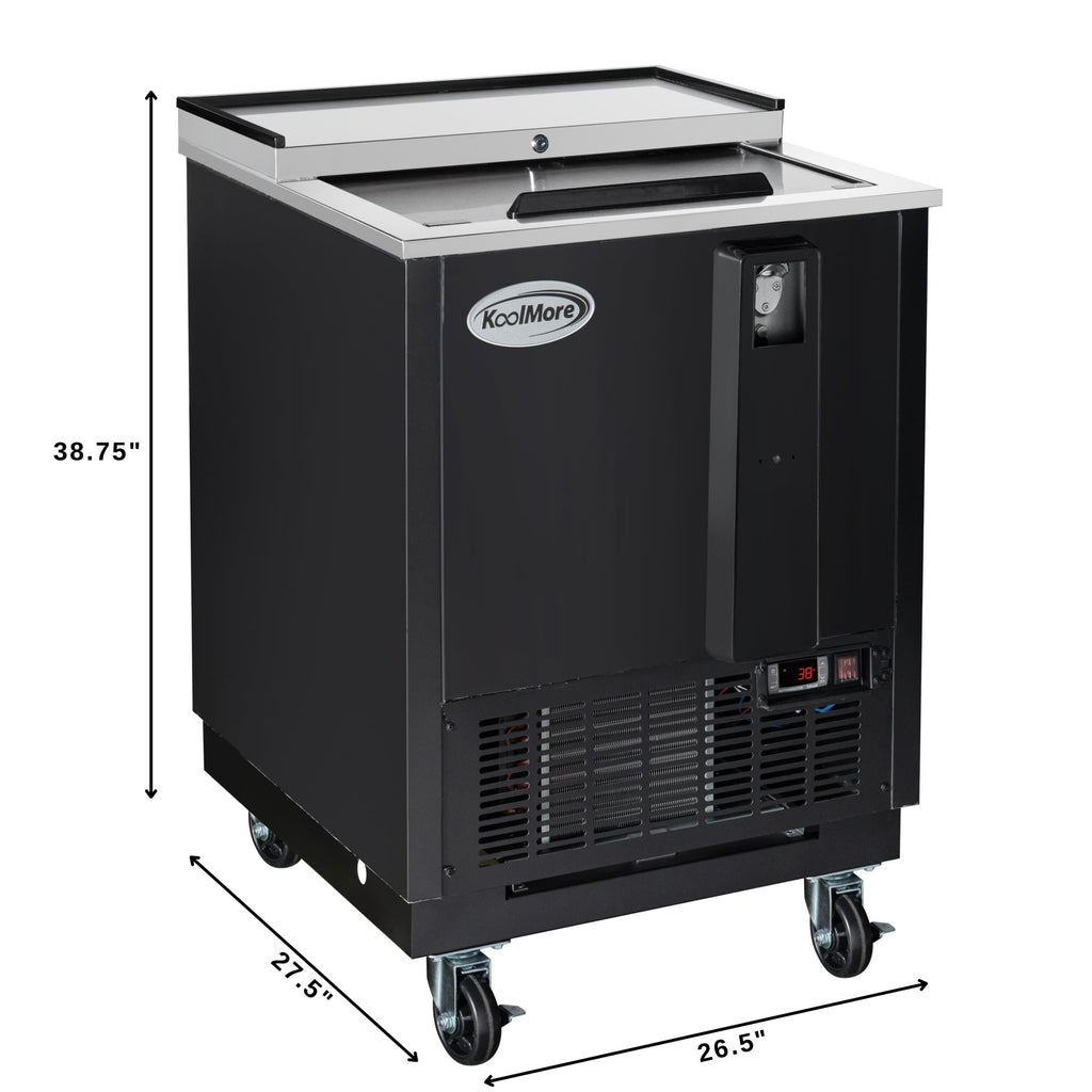 25 in. Commercial Bottle Cooler in Black with Built-In Opener, ETL Listed, 5 cu. ft.