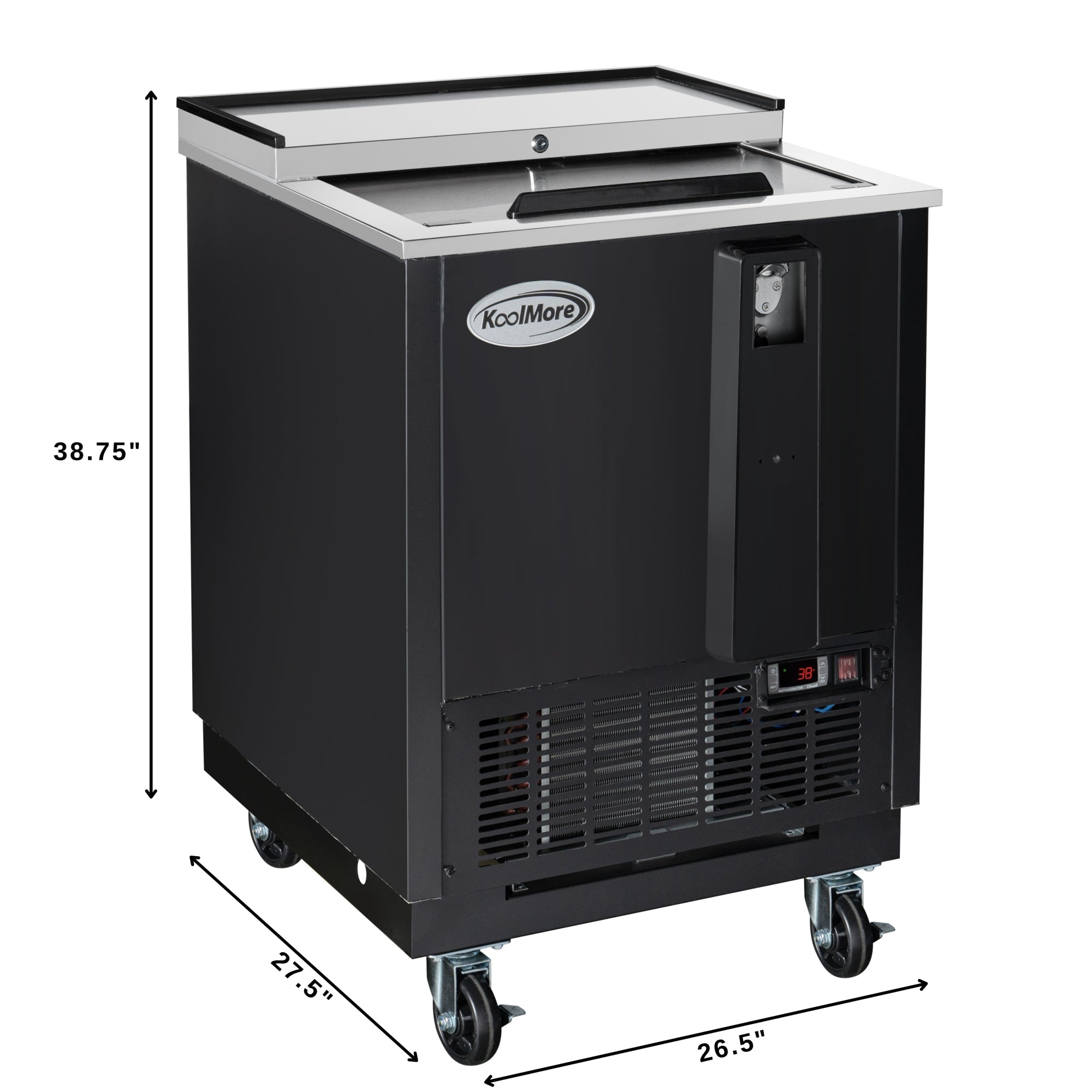 25 in. Commercial Bottle Cooler in Black with Built-In Opener, ETL Listed, 5 cu. ft.