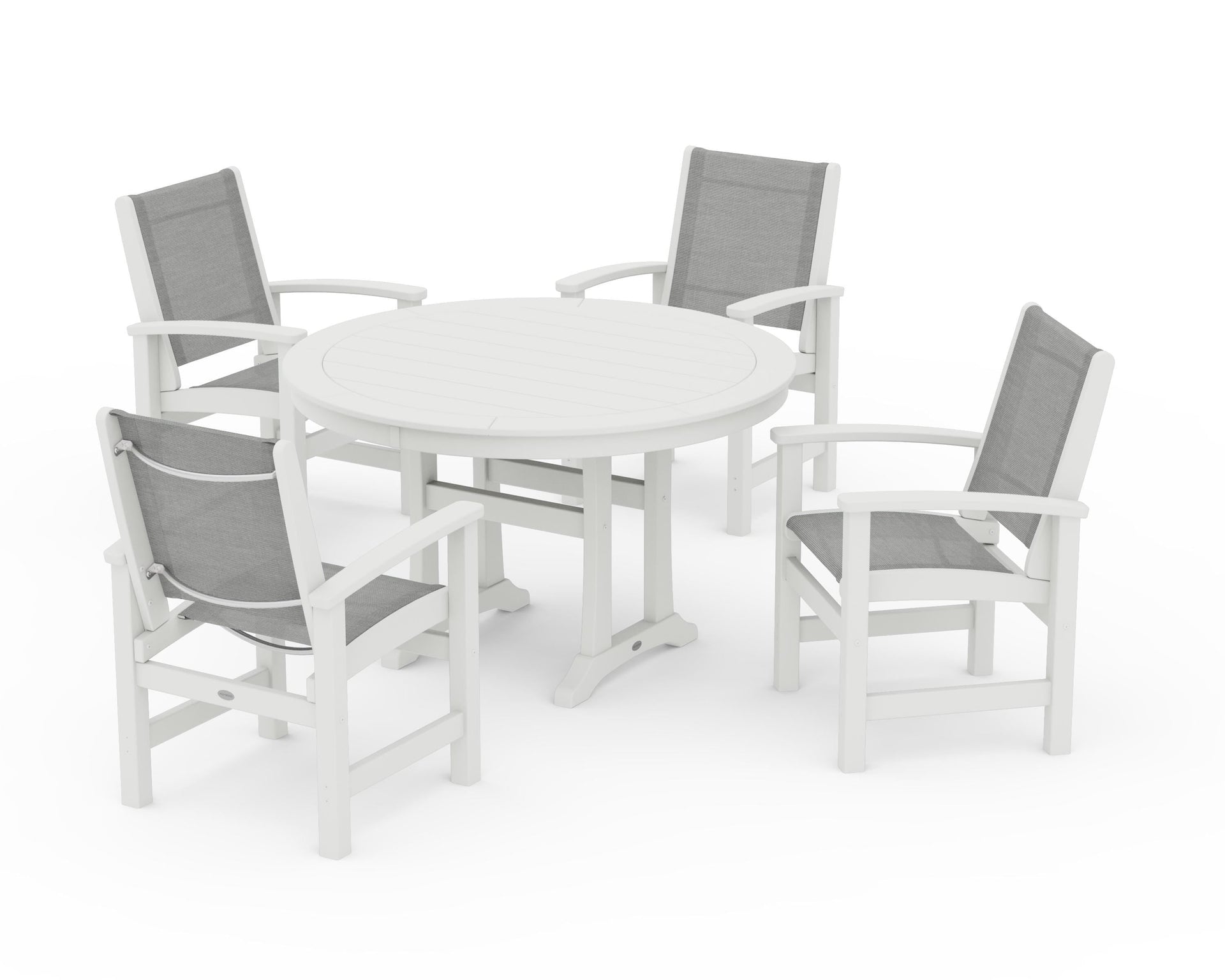 Coastal 5-Piece Round Dining Set with Trestle Legs