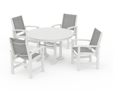 Coastal 5-Piece Round Dining Set with Trestle Legs