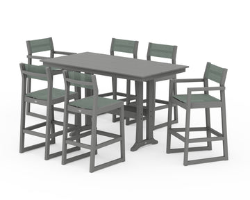 EDGE Sling 7-Piece Farmhouse Bar Set with Trestle Legs
