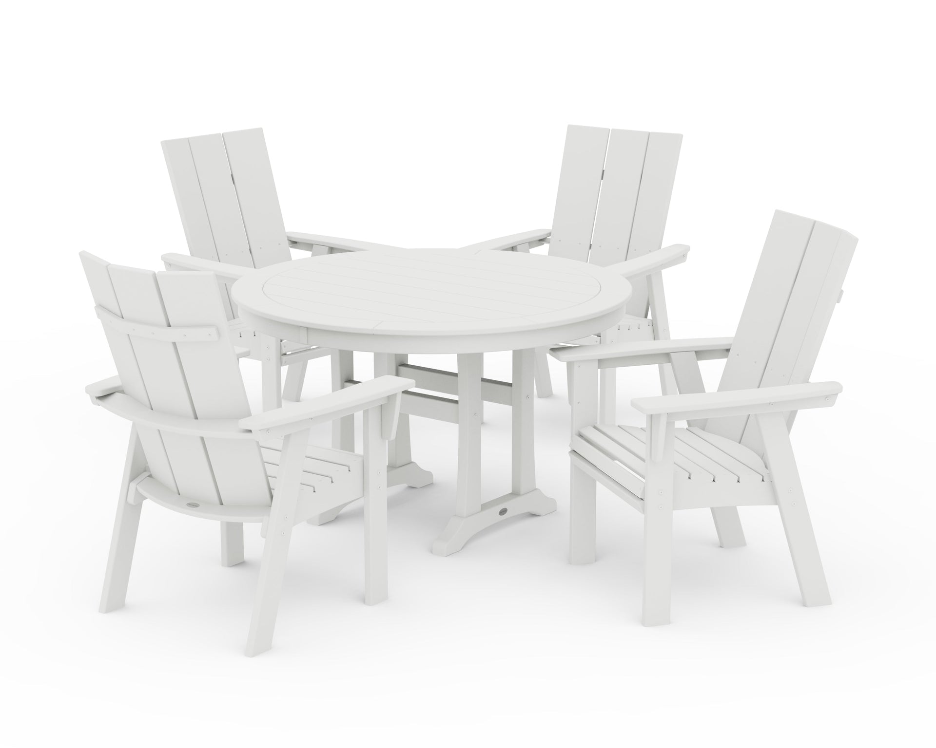Modern Curveback Adirondack 5-Piece Nautical Trestle Dining Set