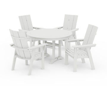 Modern Curveback Adirondack 5-Piece Nautical Trestle Dining Set