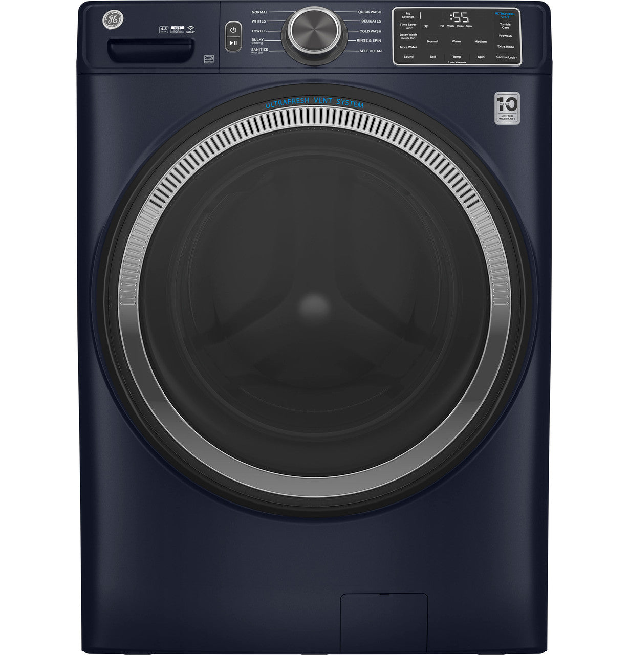 GE GE® ENERGY STAR® 4.8 cu. ft. Capacity Smart Front Load Washer with UltraFresh Vent System with OdorBlock™ and Sanitize w/Oxi