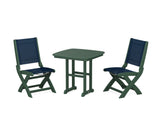 Coastal Folding Side Chair 3-Piece Dining Set