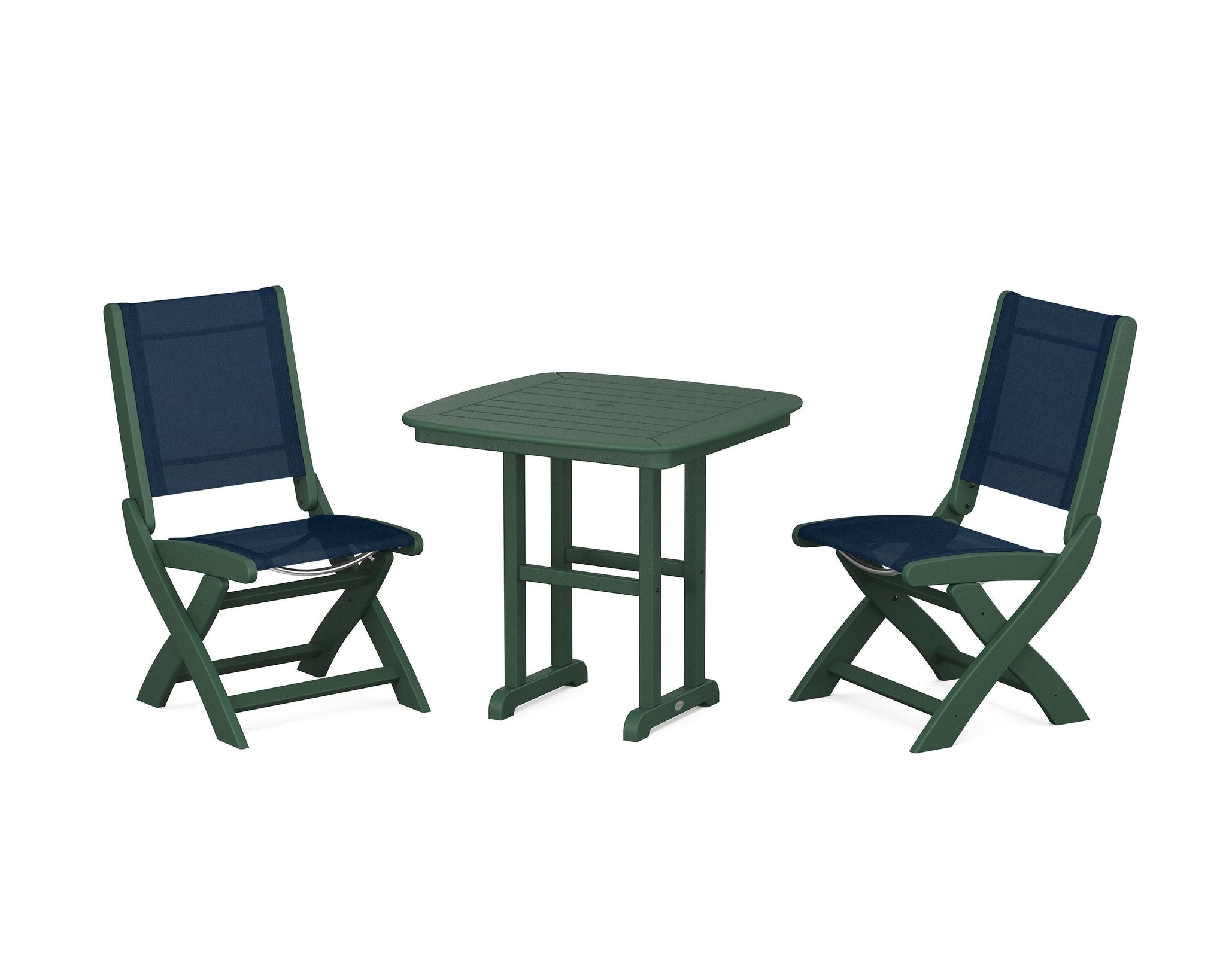 Coastal Folding Side Chair 3-Piece Dining Set