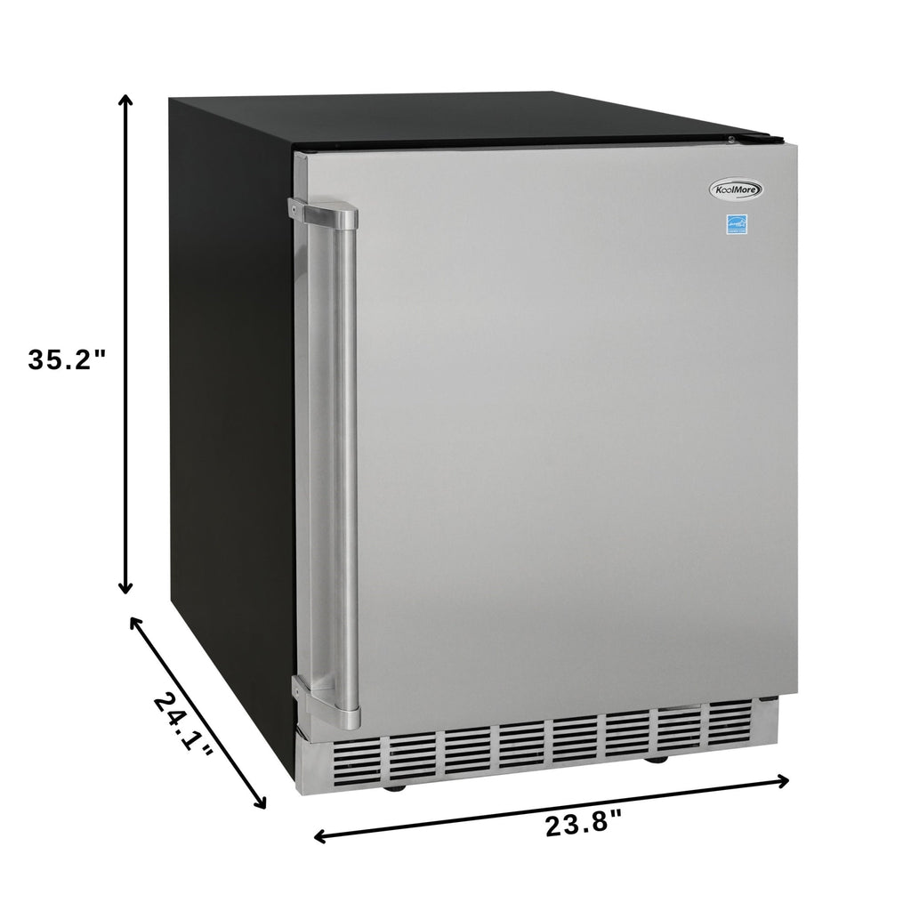24 in. Outdoor Kitchen Stainless Steel Refrigerator 5.5 cu. ft. Capacity with Automatic defrost, Blue LED Lighting and IPX4 Rating, CSA Listed