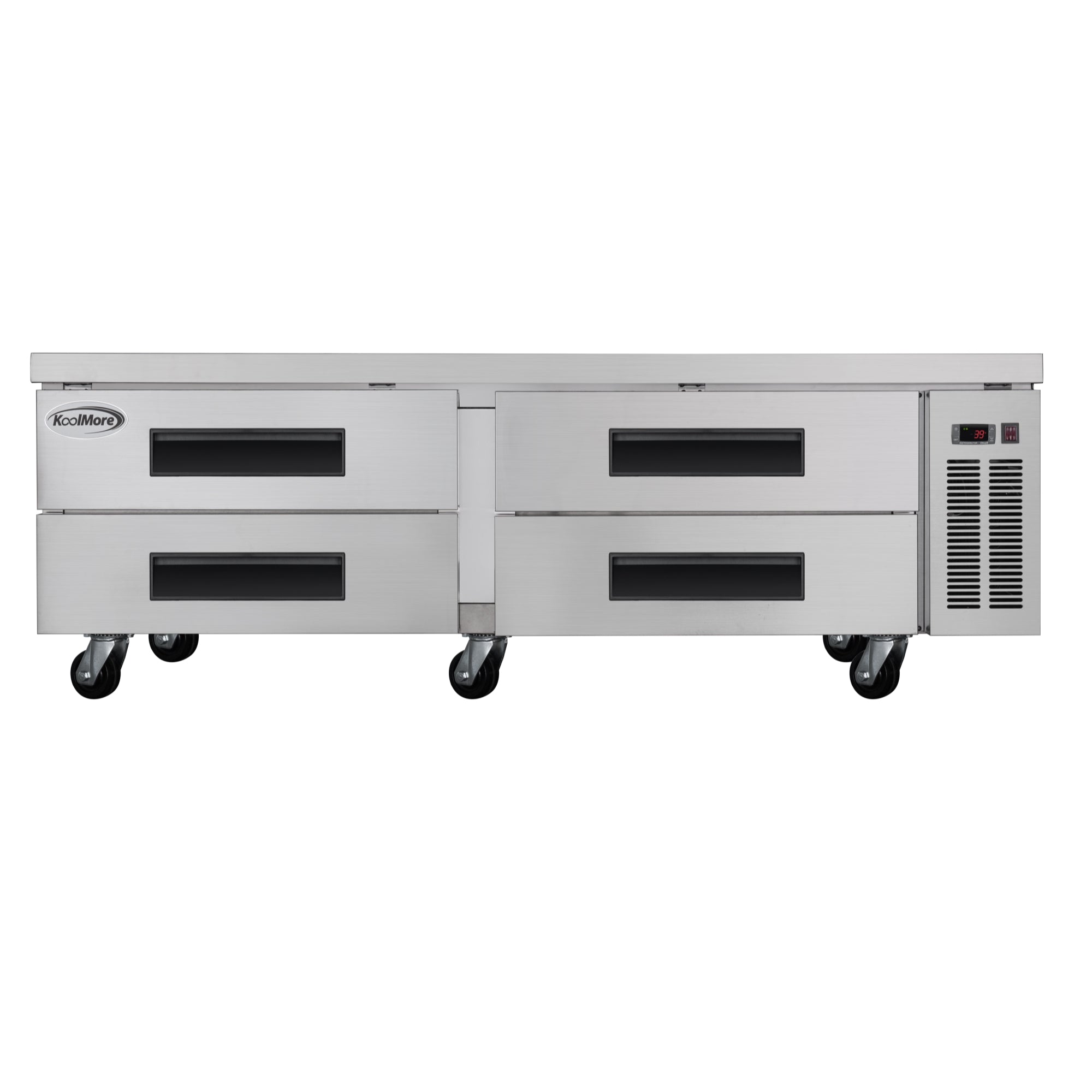 72 in. Commercial Chef Base Refrigerator Storage Cabinet for Cold Foods, Fresh Ingredients, and Condiments, Refrigerated Pull-Out Drawers, Rolling Caster Wheels, ETL Listed