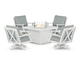 Braxton 5-Piece Deep Seating Swivel Conversation Set with Fire Pit Table