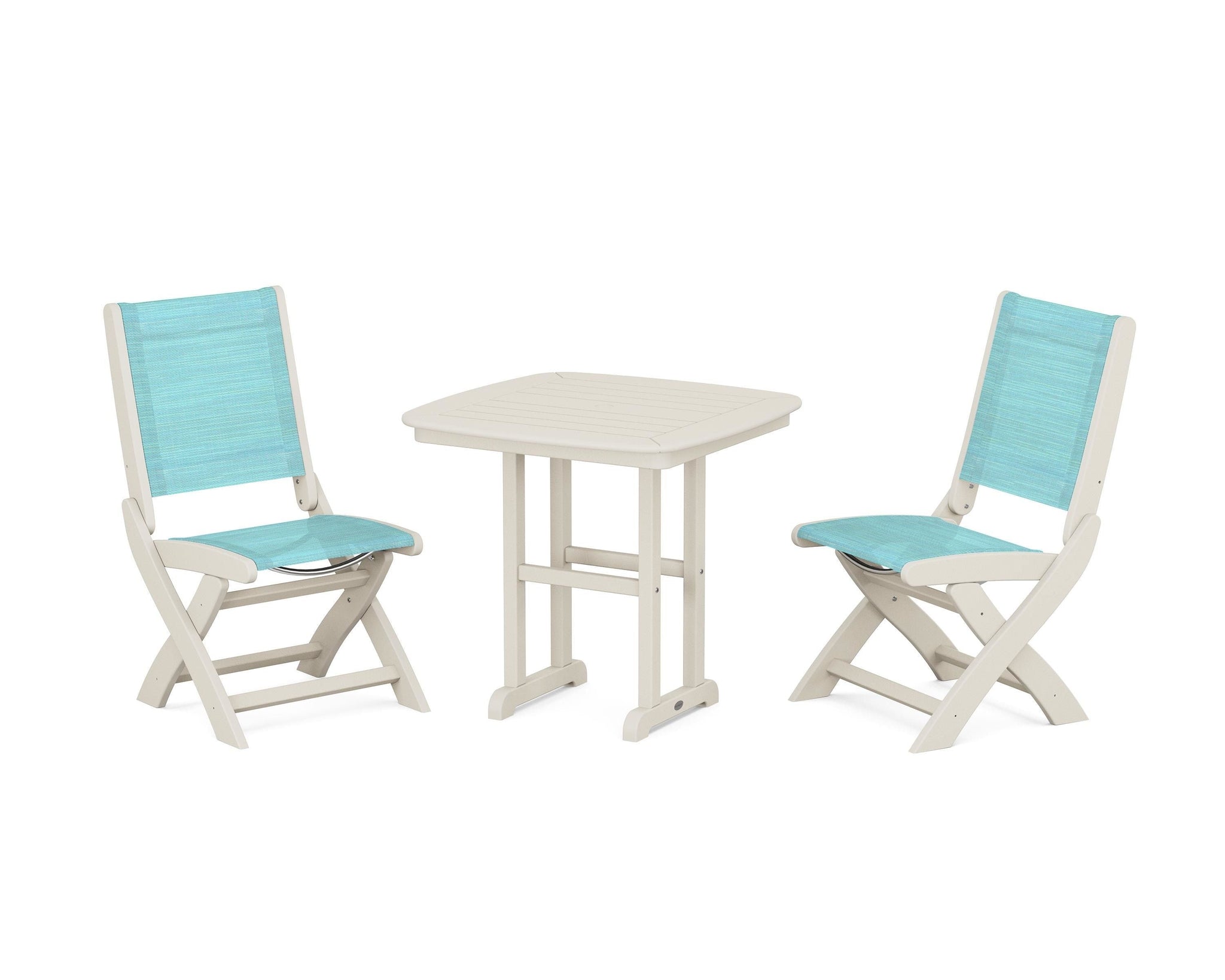 Coastal Folding Side Chair 3-Piece Dining Set
