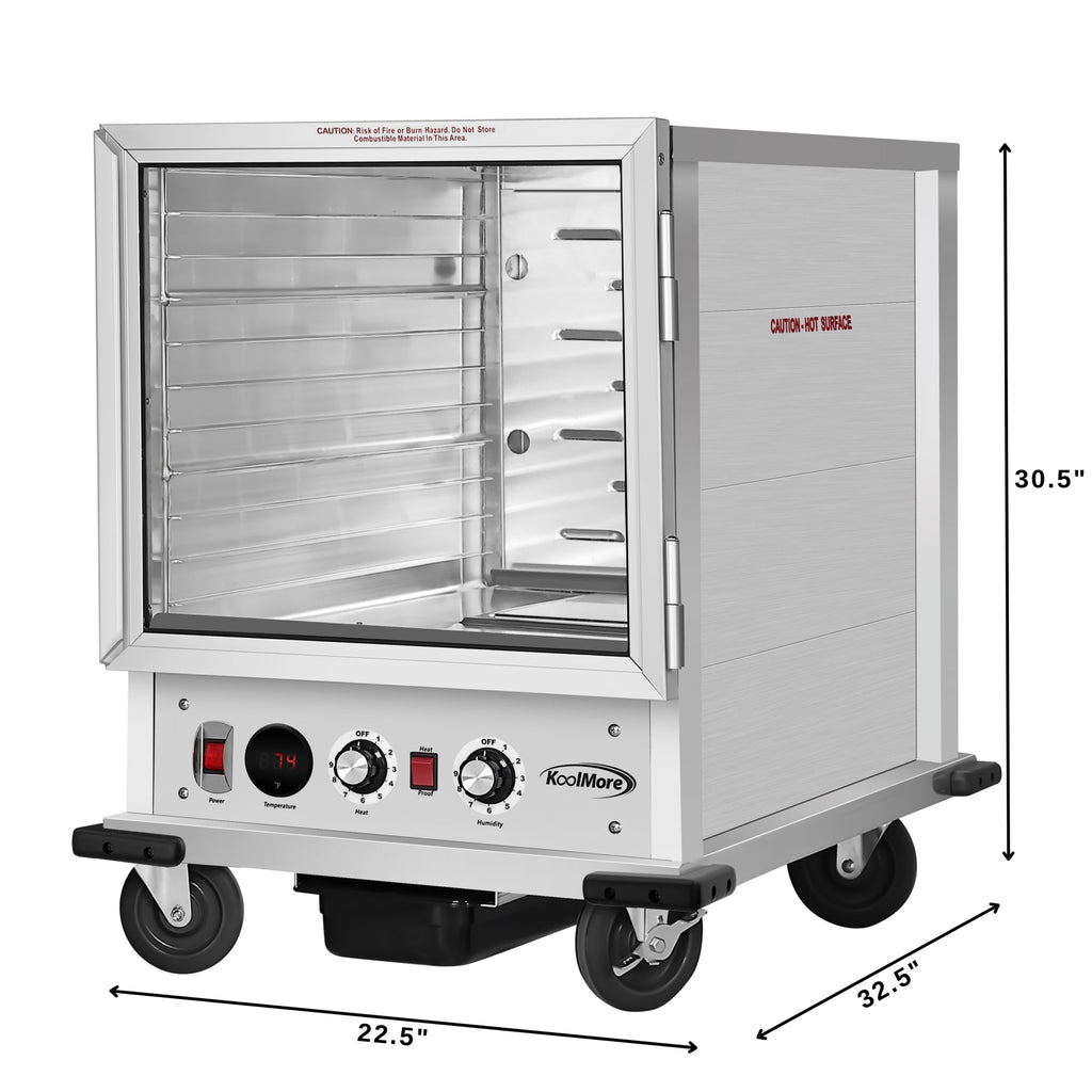 33 in. Commercial Non-Insulated Half Size Heated Holding/Proofing Cabinet with Glass Door and 12-Pan Capacity in Silver