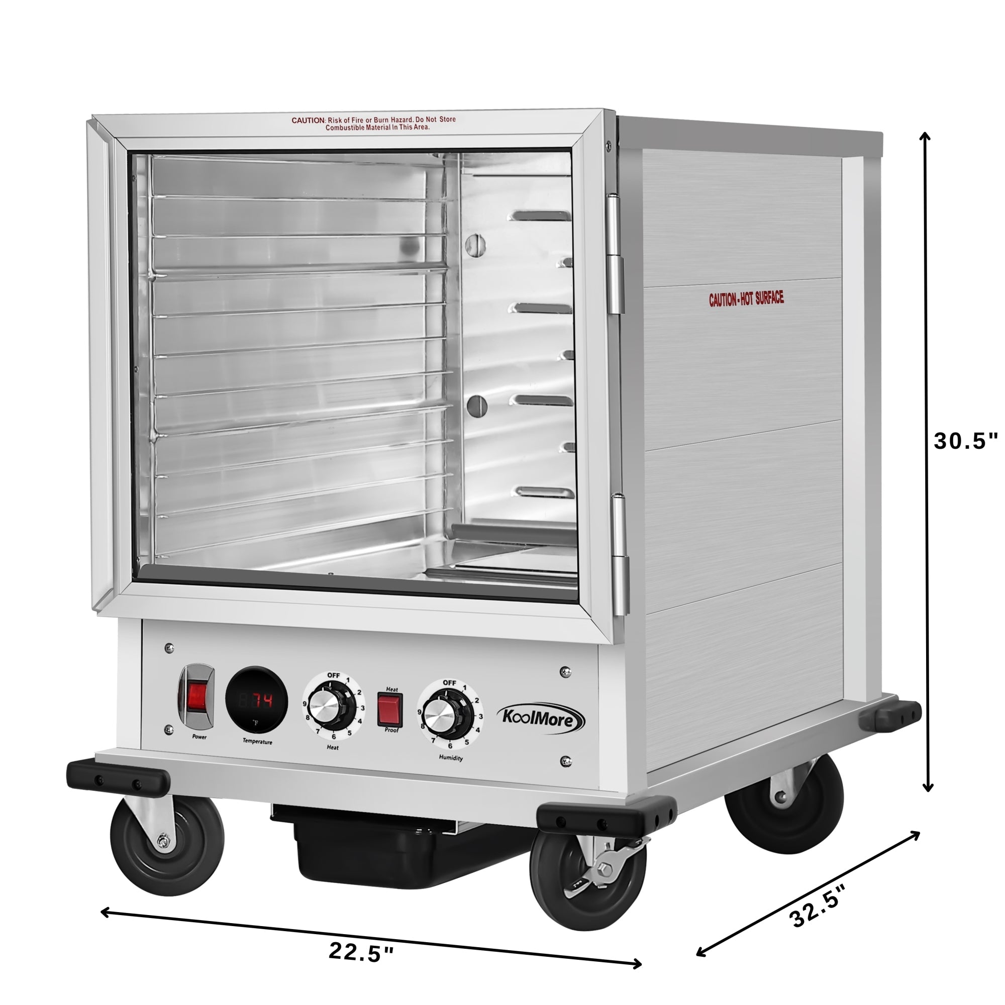 33 in. Commercial Non-Insulated Half Size Heated Holding/Proofing Cabinet with Glass Door and 12-Pan Capacity in Silver