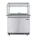 36 in. Commercial Refrigerated Prep Station with Sneeze Guard and Buffet Slide, 6-Pan (Not Included) with Cover Capacity and Two Adjustable Shelves in Stainless Steel, ETL Listed