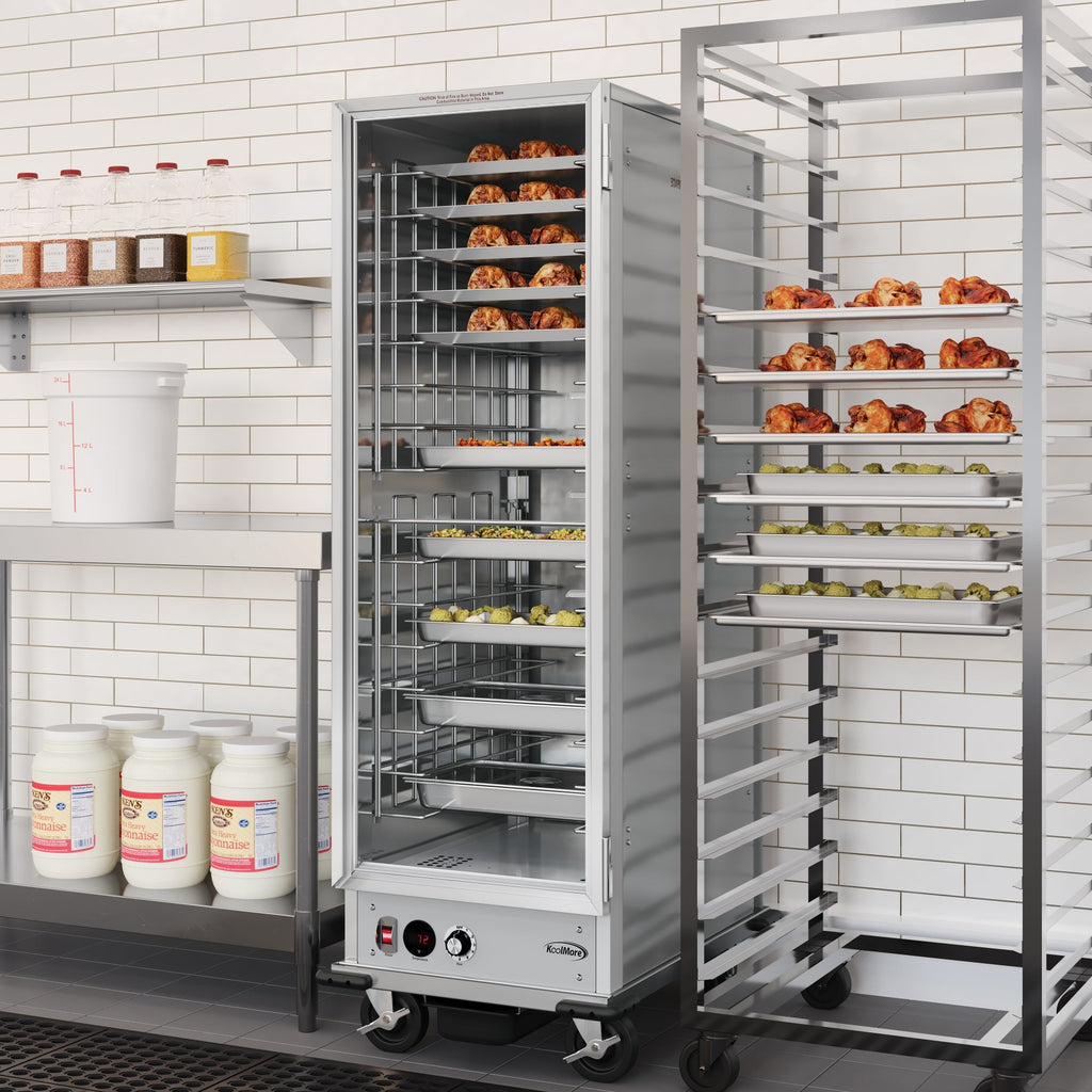 33 in. Commercial Non-Insulated Heated Holding Cabinet with Wire Racks and Glass Door in Silver
