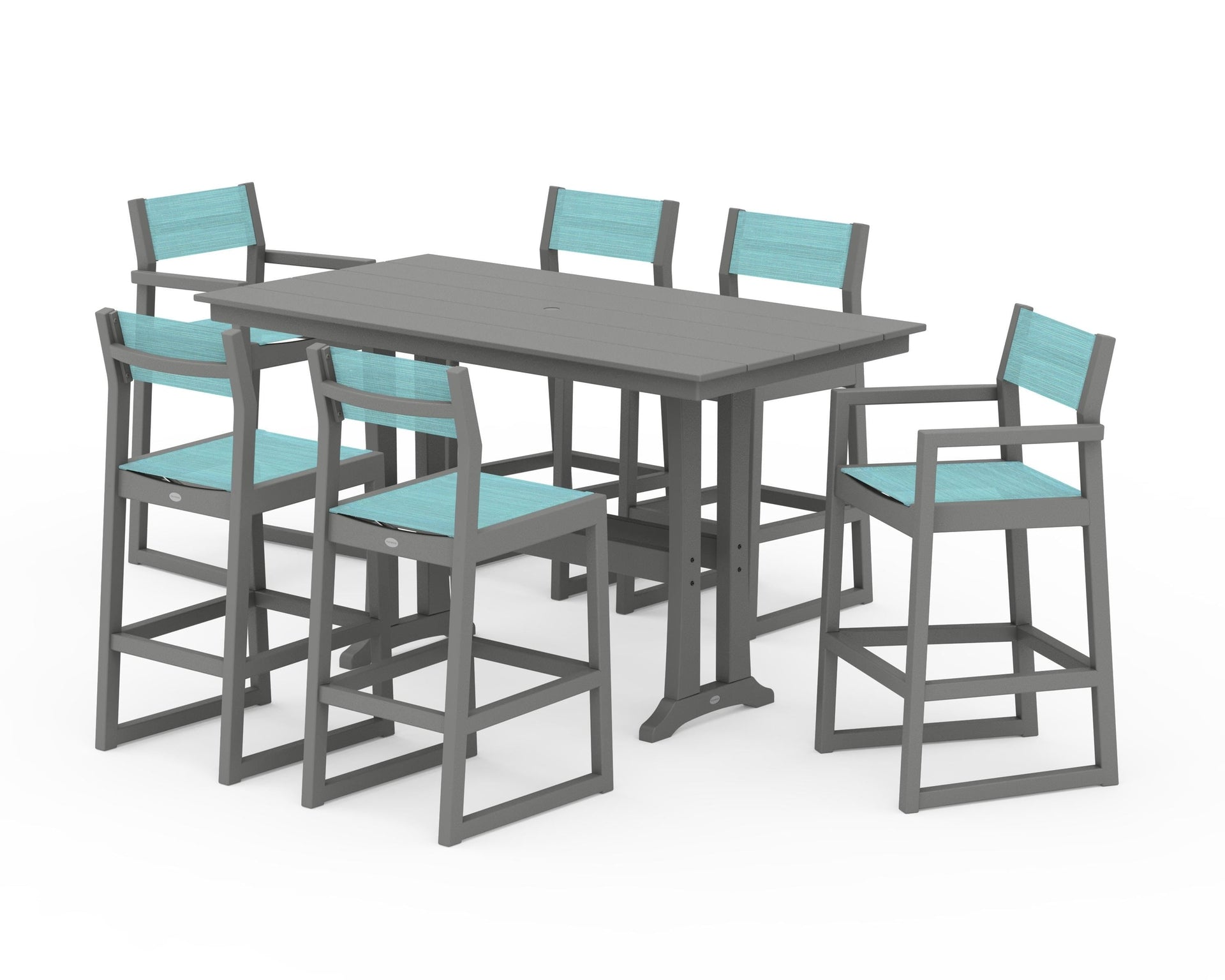EDGE Sling 7-Piece Farmhouse Bar Set with Trestle Legs