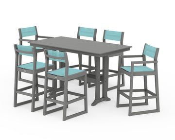 EDGE Sling 7-Piece Farmhouse Bar Set with Trestle Legs