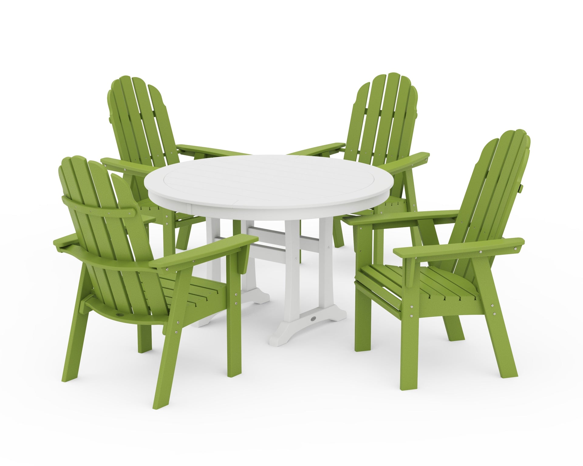 Vineyard Curveback Adirondack 5-Piece Nautical Trestle Dining Set