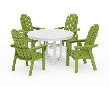 Vineyard Curveback Adirondack 5-Piece Nautical Trestle Dining Set