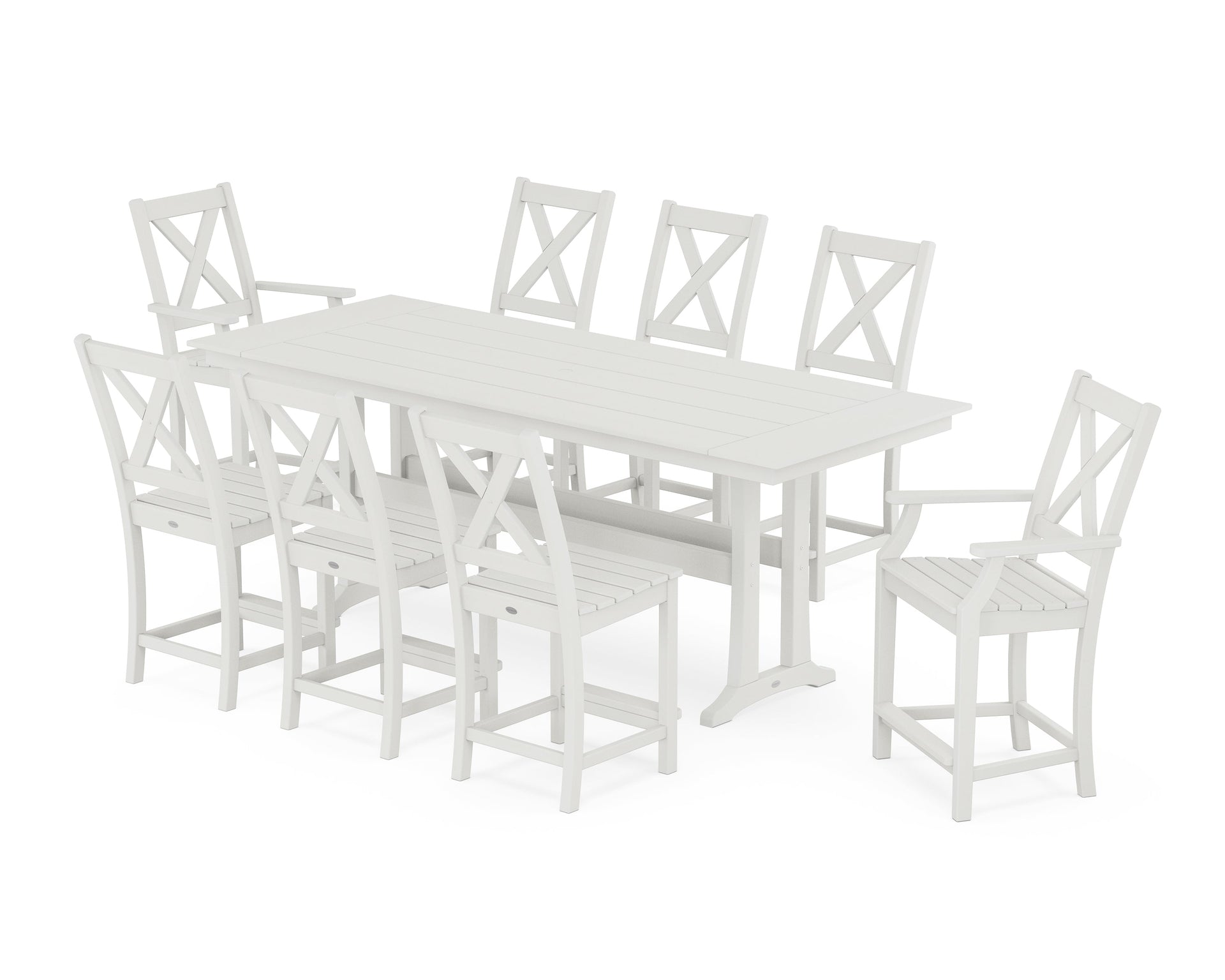 Braxton 9-Piece Farmhouse Counter Set with Trestle Legs