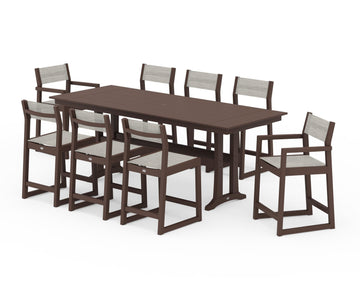 EDGE Sling 9-Piece Farmhouse Counter Set with Trestle Legs