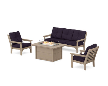 Vineyard Deep Seating Fire Pit Table Set