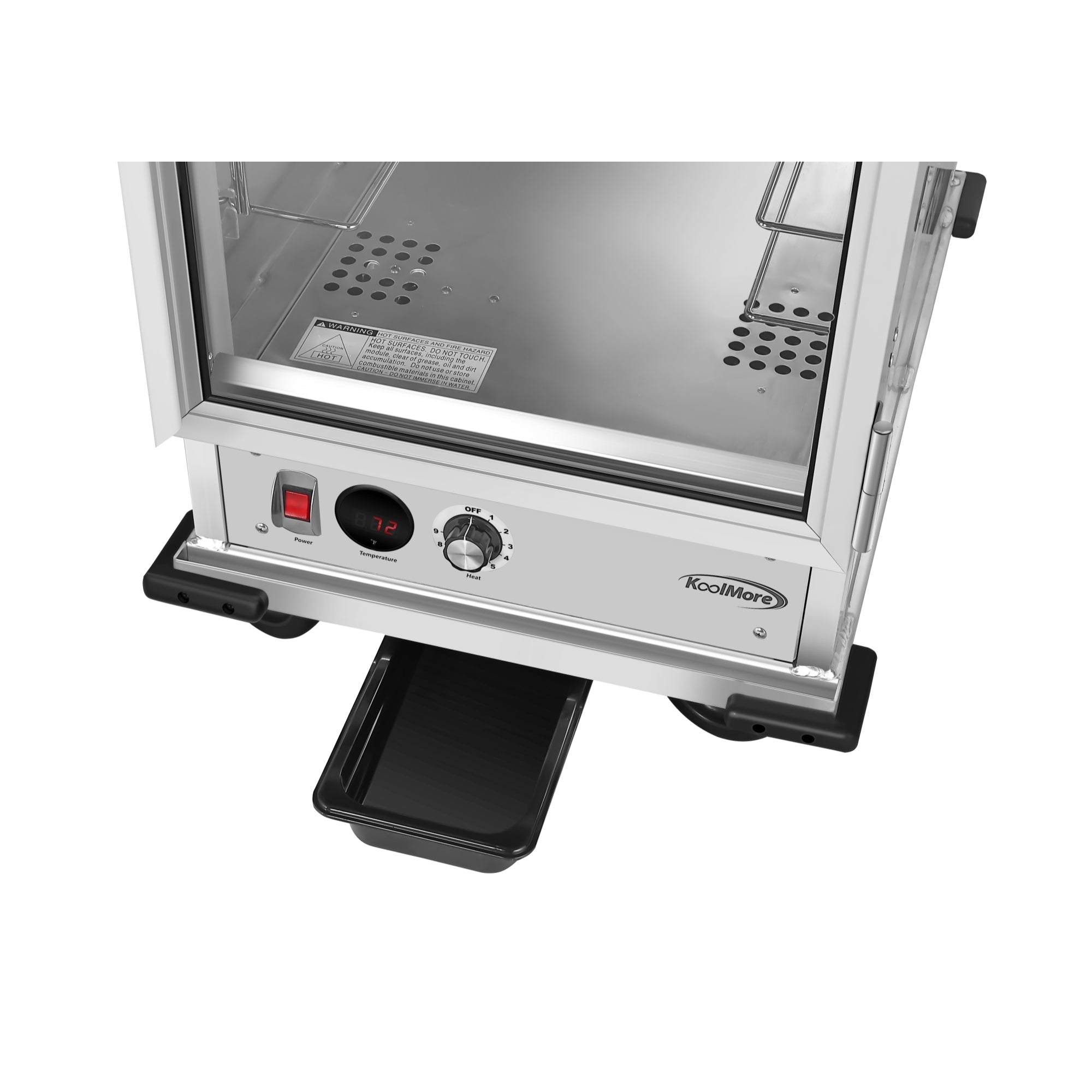 33 in. Commercial Non-Insulated Heated Holding Cabinet with Wire Racks and Glass Door in Silver