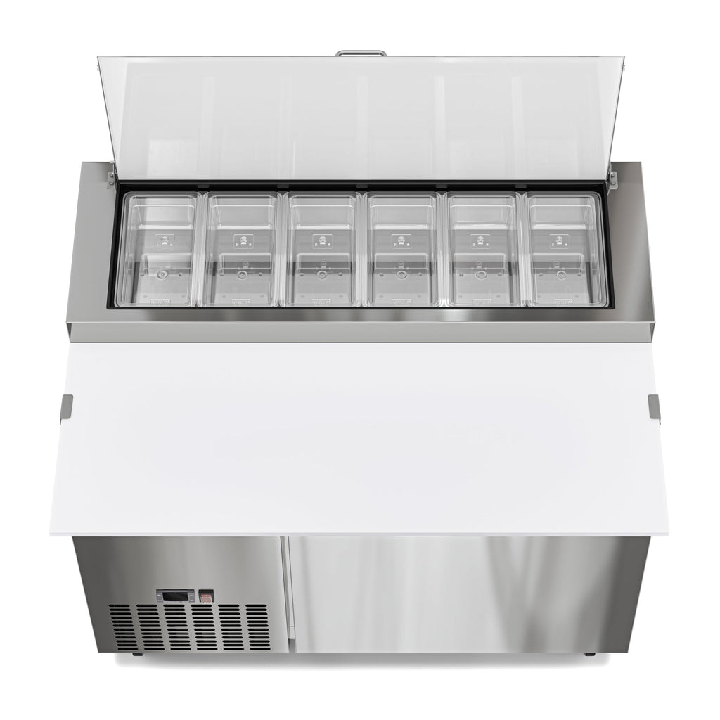 50 in. One Door Commercial Pizza Prep Refrigerator in Stainless-Steel