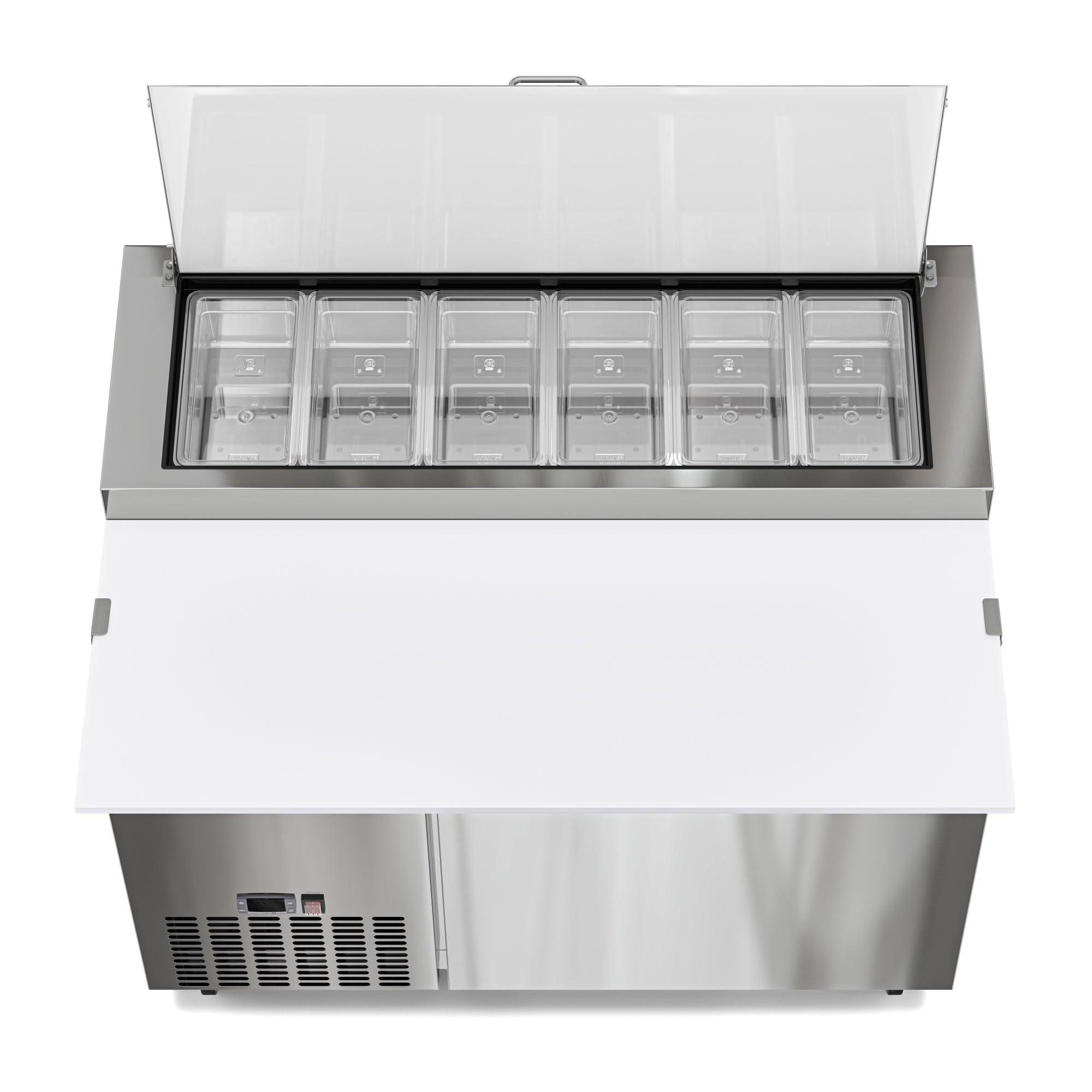 50 in. One Door Commercial Pizza Prep Refrigerator in Stainless-Steel