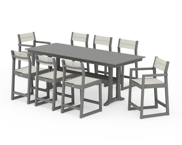 EDGE Sling 9-Piece Farmhouse Counter Set with Trestle Legs